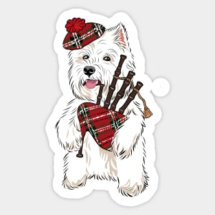 Westie playing a bagpipe Sticker